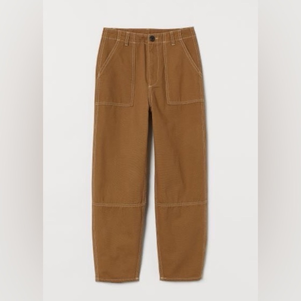 H&M Tan Cotton Utility Pants with white stitching size 2 / 34